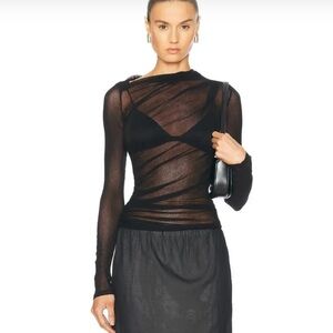 Enza Costa Sheer Black Long Sleeve Top